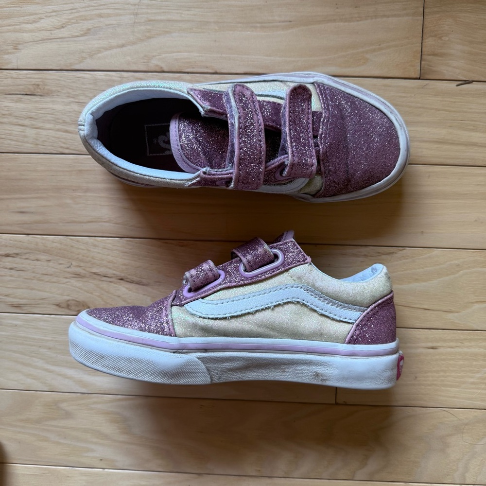 Vans Kids Glittery Pink and Cream Sneakers